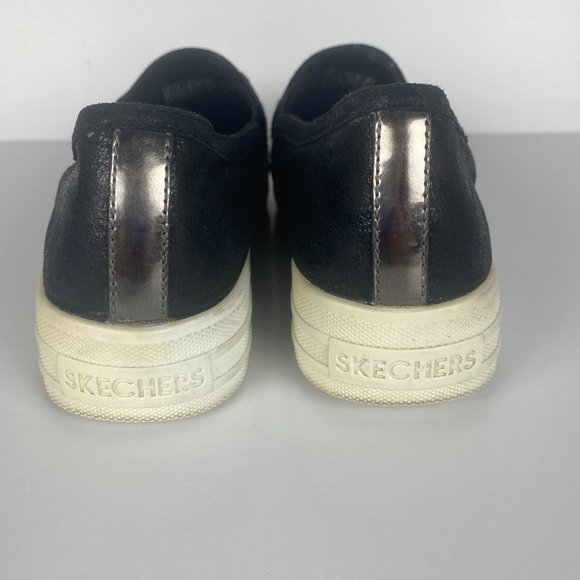 Skechers Shoes Womens 6 Double Up Shiny Dancer 801 Black Casual Slip On Sneaker - Picture 9 of 16